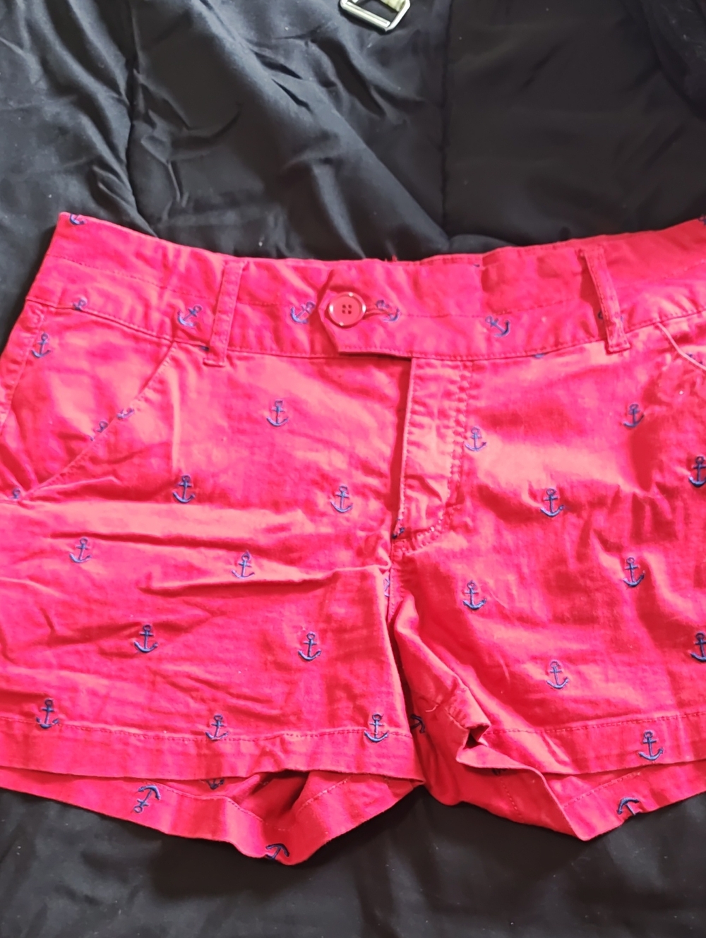 Y2K Nautical Blue Epic Red Shorts with Embroidered Anchors (size:14)
